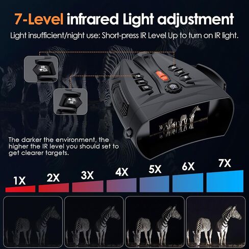 Night Vision Goggles for Adults 4K 10X Digital Zoom | 4'' HD IPS Screen, 850nm IR Illuminator, 7 Level IR, 5000mAh Battery, 1080P Recording, 32GB Card for Hunting Camping Security in Kuwait