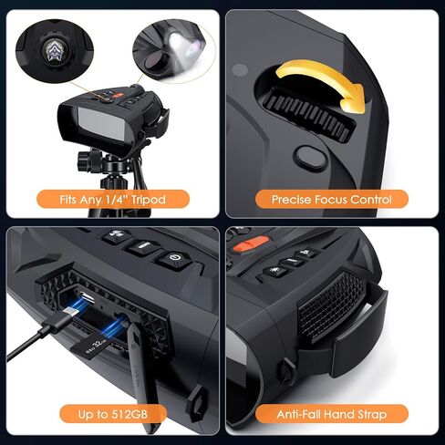 Night Vision Goggles for Adults 4K 10X Digital Zoom | 4'' HD IPS Screen, 850nm IR Illuminator, 7 Level IR, 5000mAh Battery, 1080P Recording, 32GB Card for Hunting Camping Security in Kuwait