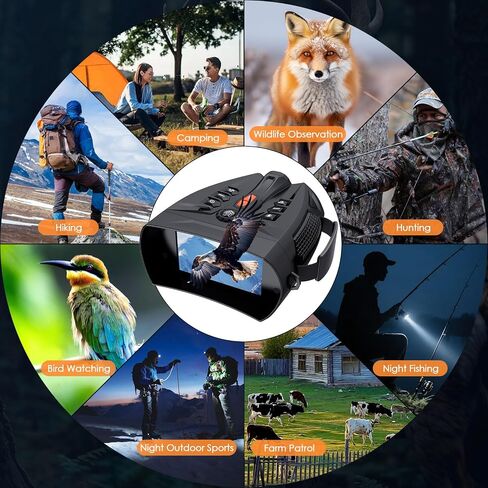 Night Vision Goggles for Adults 4K 10X Digital Zoom | 4'' HD IPS Screen, 850nm IR Illuminator, 7 Level IR, 5000mAh Battery, 1080P Recording, 32GB Card for Hunting Camping Security in Kuwait