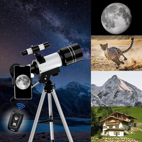 Telescope for Kids, 70MM Aperture Telescopes for Adults (15X-150X) with FMC Optics, 300MM Astronomical Refractor Telescope for Beginners with Phone Adapter, Portable Astronomy Gifts for Moon and Star in Kuwait