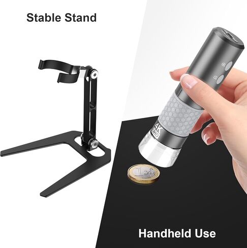 Jiusion 4K 50-1000x WiFi USB Handheld Microscope with Case & Metal Stand | 3840x2160P Wireless Endoscope Camera with 8 LEDs & Storage Case for iPhone iPad Android Mac Windows Linux Chrome in Kuwait