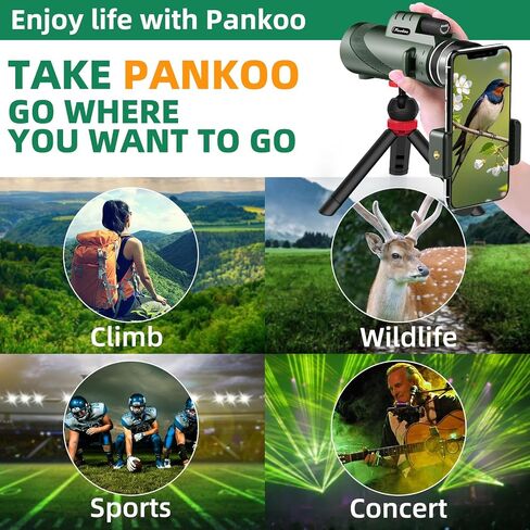 40x60 HD Monocular Telescope for Adults with Smartphone Adapter Tripod Hand Strap, Hand-held Monocular for Adults with BAK4 Prism&FMC Lens for Birdwatching Hiking Concert Travelling in Kuwait