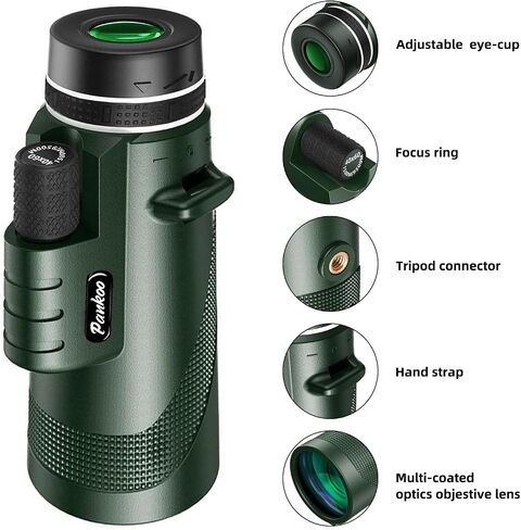 40x60 HD Monocular Telescope for Adults with Smartphone Adapter Tripod Hand Strap, Hand-held Monocular for Adults with BAK4 Prism&FMC Lens for Birdwatching Hiking Concert Travelling in Kuwait