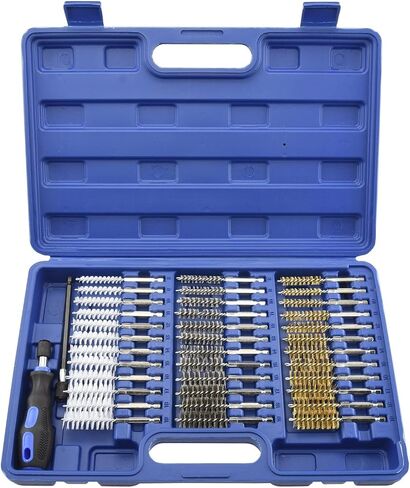 NEIKO 00325A Wire Brush Drill Attachments with 1/4-Inch Hex Shank, SAE and MM Brushes Assortment, Mountable on Power Drill or Die Grinder, 38-Piece Set in Kuwait