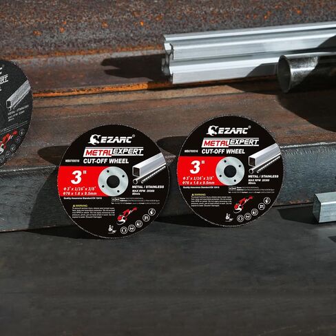 EZARC Metal Cut Off Wheels 3 x 1/16 x 3/8-Inch, 25-Pack | Ultra-Thin Discs, Up to 2x Life, Clean Cuts, Die Grinder Cut Off Wheel for Carbon Steel, Stainless Steel, Iron, Copper in Kuwait