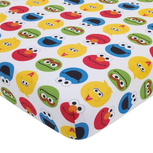 Sesame Street Best Friends Blue, Red, Yellow 4Piece Toddler Bed Set - Comforter, Fitted Bottom Sheet, Flat Top Sheet, Reversible Pillowcase, Blue, Red, Yellow, Green in Kuwait