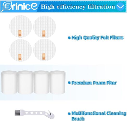 Replacement Base Pre-Motor Filters for Shark AI Robot Vacuum AV2501S AV2501AE RV2502AE AV2511AE RV2520AOUS AV2510AOUS RV2610WA UR2 500SR Parts, 4 Foam & Felt Filters, Replace Part: XBPFRV2500 in Kuwait