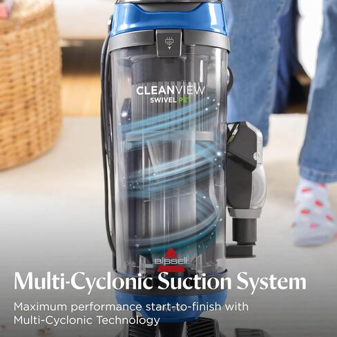 Bissell CleanView Swivel Vacuum, Triple Action Brush Roll, 3836 | Multi-cyclonic suction; extension wand; easy-empty dirt tank; swivel steering for maneuverability in Kuwait