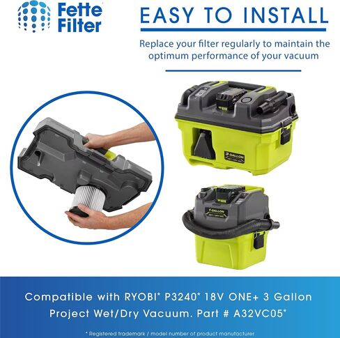 Fette Filter - 4 Pack A32VC05 A32RF08 Replacement Filter Compatible with RYOBI P3240 PCL733 PCL734 18V ONE+ 3 Gal. Wet/Dry Vacuums. Compatible with Hoover ONEPWR BH57105. in Kuwait