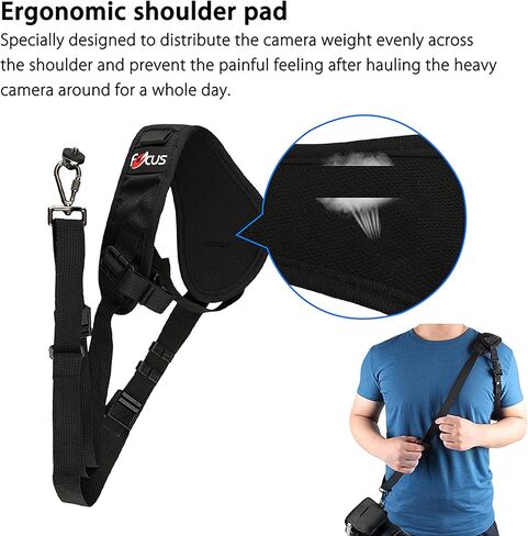 Fotasy Ergonomic Design Camera Sling Strap, Adjustable Camera Neck Strap, w/Quick Release and Safety Tether, Compatible with Canon Fujifilm Nikon Olympus Panasonic Pentax Sony Cameras in Kuwait