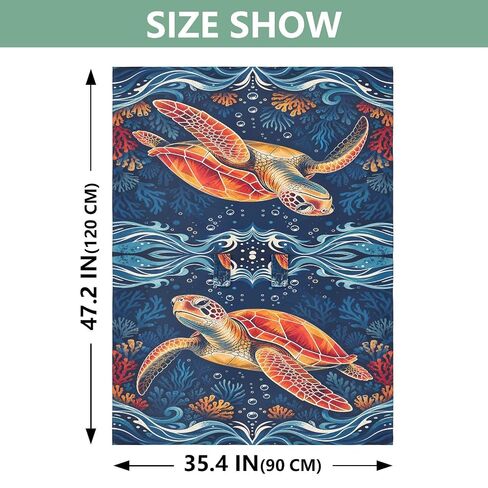 Turtle Sea Print Baby Car Seat Cover Nursing Cover | Muslin-like Cotton Blend, Breathable, Multi-use, Newborn Essentials Must Haves, Fits Most Strollers, for Babies Boys Girls in Kuwait