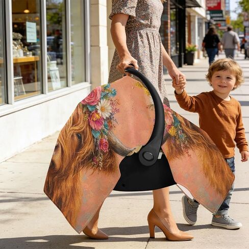 Flowers Cow Pattern Baby Car Seat Cover Stroller Sun Shade | Muslin-like Cotton Blend, Breathable, Multi-use, Newborn Essentials Must Haves, Fits Most Strollers, for Babies Boys Girls in Kuwait