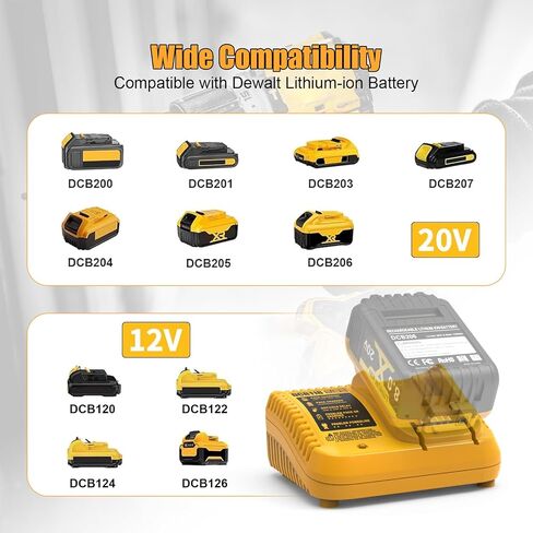 Fast Charger Replacement for Dewalt 12V 20V Lithium Battery Charger, DCB118 Compatible with Dewalt Battery DCB200 DCB201 DCB203 DCB204 DCB206 DCB207 DCB208 DCB230 DCB240, with LED Indicator in Kuwait