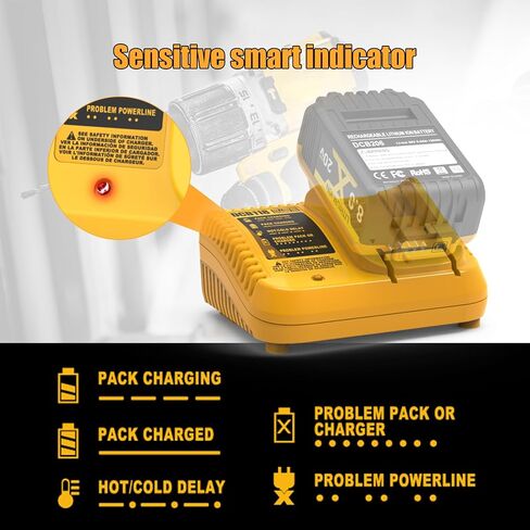Fast Charger Replacement for Dewalt 12V 20V Lithium Battery Charger, DCB118 Compatible with Dewalt Battery DCB200 DCB201 DCB203 DCB204 DCB206 DCB207 DCB208 DCB230 DCB240, with LED Indicator in Kuwait