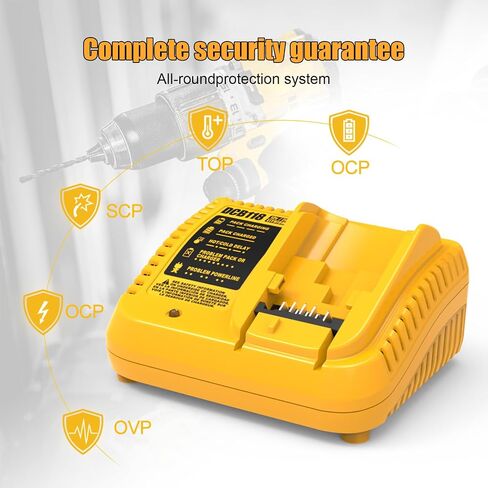 Fast Charger Replacement for Dewalt 12V 20V Lithium Battery Charger, DCB118 Compatible with Dewalt Battery DCB200 DCB201 DCB203 DCB204 DCB206 DCB207 DCB208 DCB230 DCB240, with LED Indicator in Kuwait