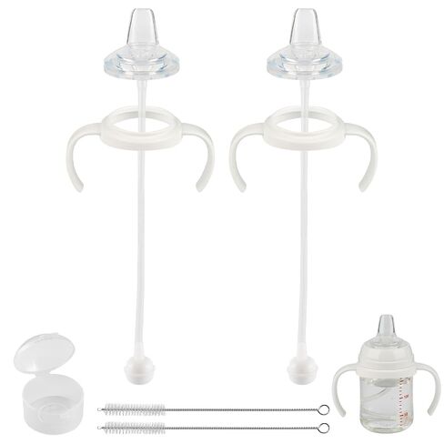 Sippy Cup Soft Spout Conversion Kit for Pigeon Baby Bottle, Toddler Transition Kit with Silicone Sippy Spout Nipple, Weighted Straw, Bottle Handle, Cleaning Brush, 2 Pack, 6m+ in Kuwait