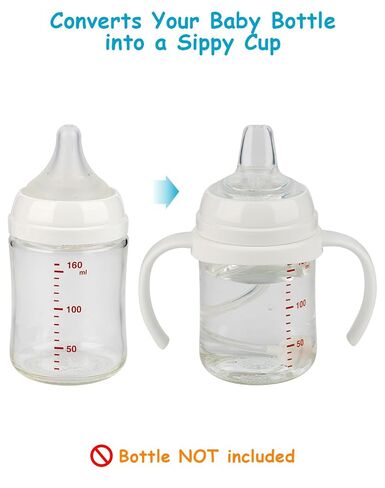 Sippy Cup Soft Spout Conversion Kit for Pigeon Baby Bottle, Toddler Transition Kit with Silicone Sippy Spout Nipple, Weighted Straw, Bottle Handle, Cleaning Brush, 2 Pack, 6m+ in Kuwait