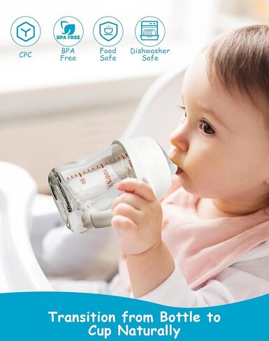 Sippy Cup Soft Spout Conversion Kit for Pigeon Baby Bottle, Toddler Transition Kit with Silicone Sippy Spout Nipple, Weighted Straw, Bottle Handle, Cleaning Brush, 2 Pack, 6m+ in Kuwait