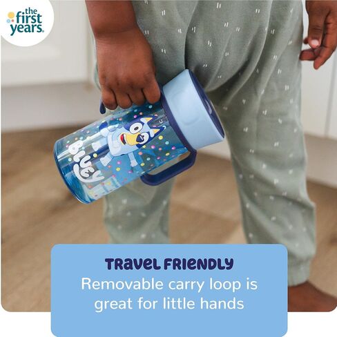 The First Years Bluey Pop Up Trainer Cup with Pop-Up Straw and Handles - 12 Oz Toddler Water Bottle for Ages 12 Months and Up in Kuwait