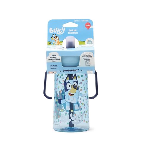 The First Years Bluey Pop Up Trainer Cup with Pop-Up Straw and Handles - 12 Oz Toddler Water Bottle for Ages 12 Months and Up in Kuwait