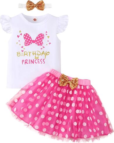 Toddler Kids Baby Girls Birthday Princess Outfit Dress Polka Dots Bubble Tutu Skirt Cake Smash Tulle Skirt in Kuwait