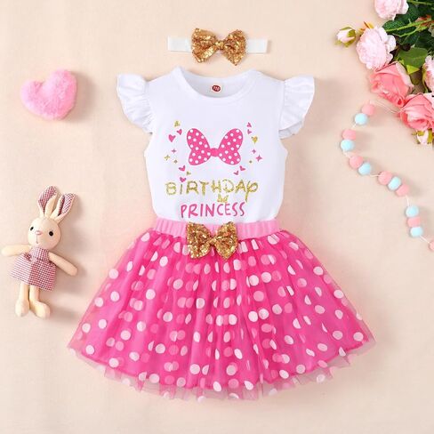 Toddler Kids Baby Girls Birthday Princess Outfit Dress Polka Dots Bubble Tutu Skirt Cake Smash Tulle Skirt in Kuwait