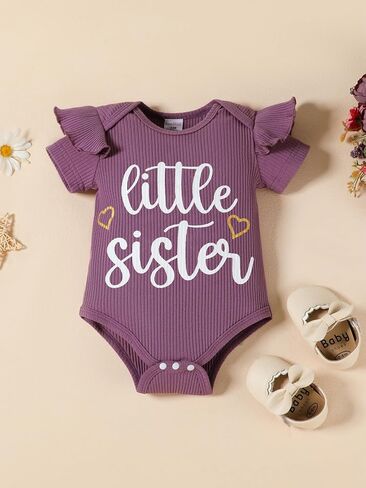Big Sister Little Sister Matching Outfits Rib Knit Ruffle Short Sleeve Floral Pants Girl Clothes Set 3Pcs in Kuwait
