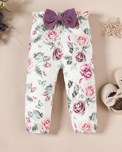 Big Sister Little Sister Matching Outfits Rib Knit Ruffle Short Sleeve Floral Pants Girl Clothes Set 3Pcs in Kuwait