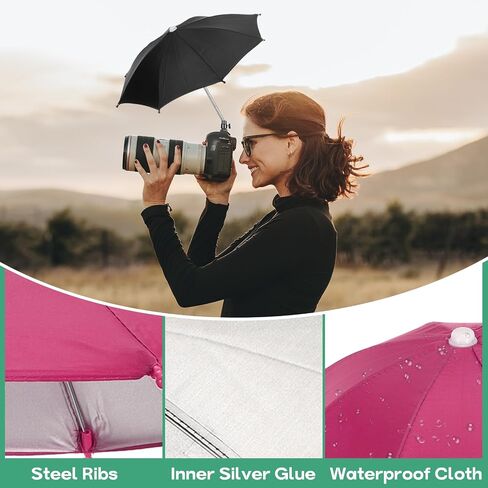 PATIKIL Camera Umbrella, 10.6 Inch Sunshade Camera Hot Shoe Umbrella Protector Waterproof Rain Cover Protector for Nikon, Rose Red in Kuwait