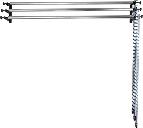 Photography Backdrop Roller Support System with 3 Rollers, 120-Inch Stainless Steel Crossbars, Wall/Ceiling/Stand Mount, Grey Blue Black Chains in Kuwait