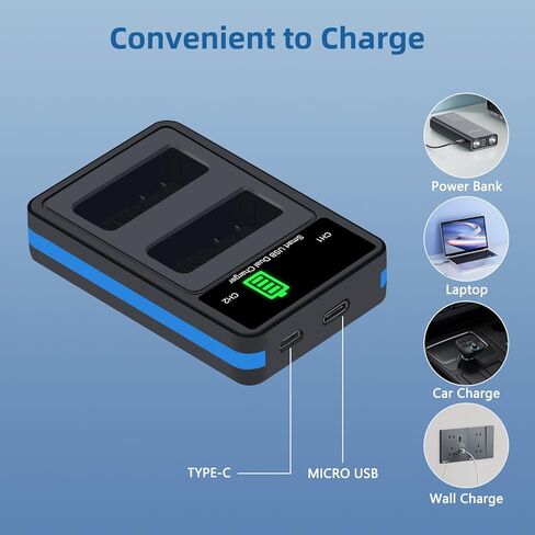 EN-EL14 EN-EL14A Battery and USB Dual Charger Compatible with Nikon D3100, D3200, D3300, D3400, D3500, D5100, D5200, D5300, D5500, D5600, DF, Coolpix P7000, P7100, P7700, P7800 Cameras in Kuwait