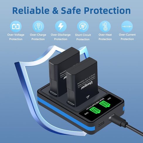 EN-EL14 EN-EL14A Battery and USB Dual Charger Compatible with Nikon D3100, D3200, D3300, D3400, D3500, D5100, D5200, D5300, D5500, D5600, DF, Coolpix P7000, P7100, P7700, P7800 Cameras in Kuwait