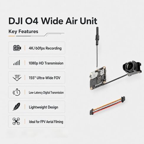 Original O4 Wide Air Unit, Low Latency 4K Digital FPV System for Drone | 155° Super-Wide FOV，10km Range， 20ms Low Latency, FPV Drone Upgrade in Kuwait