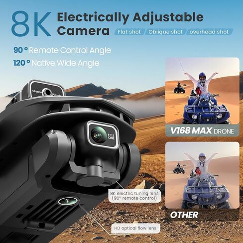 V168MAX 2026 Upgraded Drones with Camera for Adults 4k,3 Batteries(Black) | 360° Obstacle Avoidance,GPS drone with Screen 4.5'' LCD Remote ,Brushless Motor, 5G WiFi, Auto Return,Follow me in Kuwait