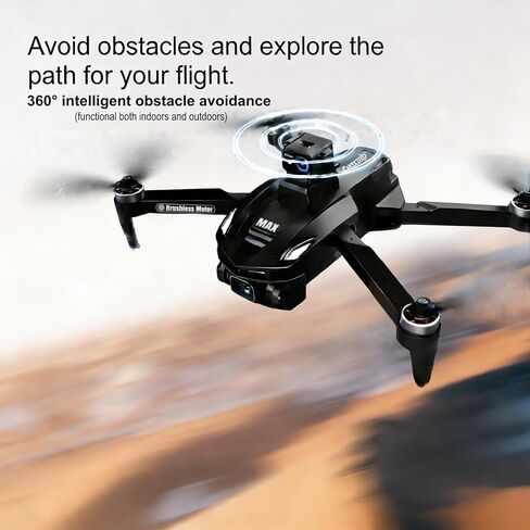 V168MAX 2026 Upgraded Drones with Camera for Adults 4k,3 Batteries(Black) | 360° Obstacle Avoidance,GPS drone with Screen 4.5'' LCD Remote ,Brushless Motor, 5G WiFi, Auto Return,Follow me in Kuwait