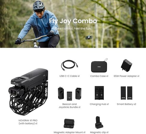 HOVERAir X1 PRO Fly Joy Combo, 4K Action Flying Camera, Foldable Drone | 42 KM/H Follow Speed, 15+ Fully Automatic Flight Modes, Fly Anywhere with OmniTerrain, SmoothCapture 2.0 in Kuwait