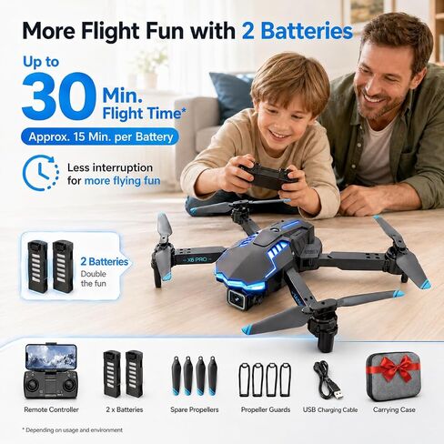 Drone with Camera 1080P with Brushless Motor Mini Drone for Beginner, Long Fly Time, One Key Start, Headless Mode, 2 Batteries, RC Quadcopter Helicopter Toy Gifts for Teen Boys and Girls in Saudi Arabia