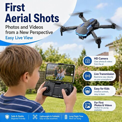 Drone with Camera 1080P with Brushless Motor Mini Drone for Beginner, Long Fly Time, One Key Start, Headless Mode, 2 Batteries, RC Quadcopter Helicopter Toy Gifts for Teen Boys and Girls in Saudi Arabia