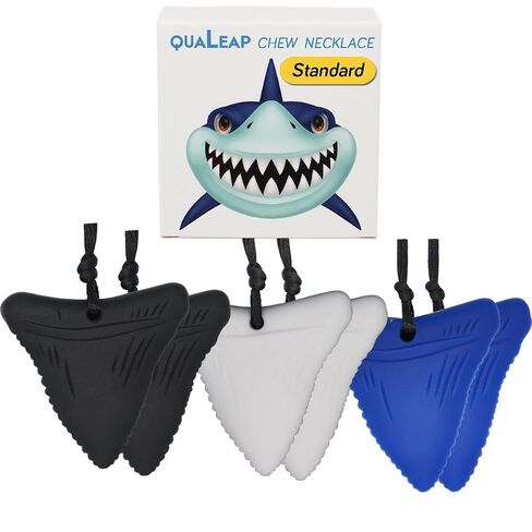 Xtra Tough (XT) Shark Tooth Sensory Chew Necklace (6 Pack) - Chewing Necklace Chew Toys for Kids, Boys or Girls - Designed for Autism Aggressive Chewers (Xtra Tough - Aggressive Chewers) in Kuwait