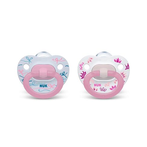 NUK Comfy Orthodontic Pacifiers, Pink Assorted, 18-36 Months, 2 Count in Kuwait