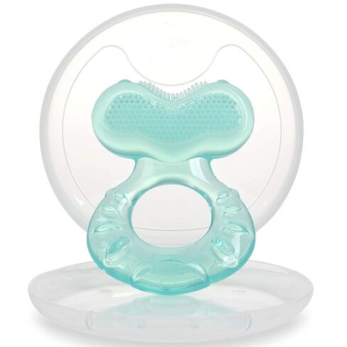 Nuby Soft Silicone Teether with Massaging Bristles | 2 Pack: Blue | 3m + | Travel Case Included in Kuwait