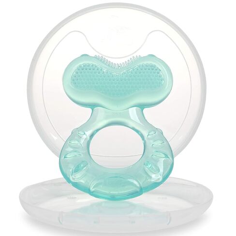 Nuby Soft Silicone Teether with Massaging Bristles | 2 Pack: Blue | 3m + | Travel Case Included in Kuwait