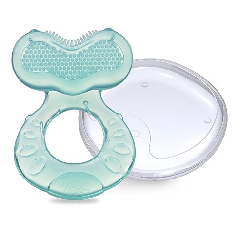 Nuby Soft Silicone Teether with Massaging Bristles | 2 Pack: Blue | 3m + | Travel Case Included in Kuwait