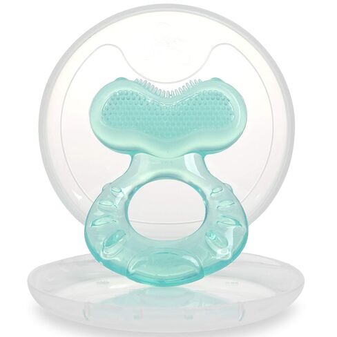 Nuby Soft Silicone Teether with Massaging Bristles | 2 Pack: Blue | 3m + | Travel Case Included in Kuwait