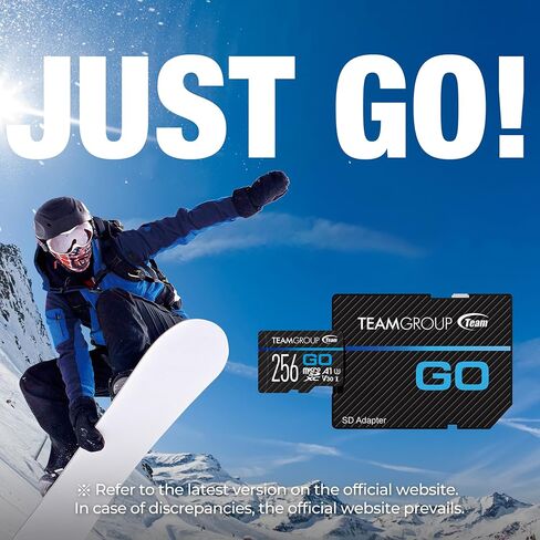 TEAMGROUP GO Card 256GB MicroSDXC UHS-I U3 V30 4K for Action Cameras & Drone High Speed Flash Memory Card with Adapter for Outdoor Sports&Vlog, 4K Shooting,GoPro&Insta360&DJI TGUSDX256GU303 in Kuwait