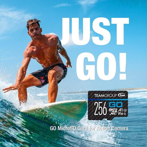 TEAMGROUP GO Card 256GB MicroSDXC UHS-I U3 V30 4K for Action Cameras & Drone High Speed Flash Memory Card with Adapter for Outdoor Sports&Vlog, 4K Shooting,GoPro&Insta360&DJI TGUSDX256GU303 in Kuwait