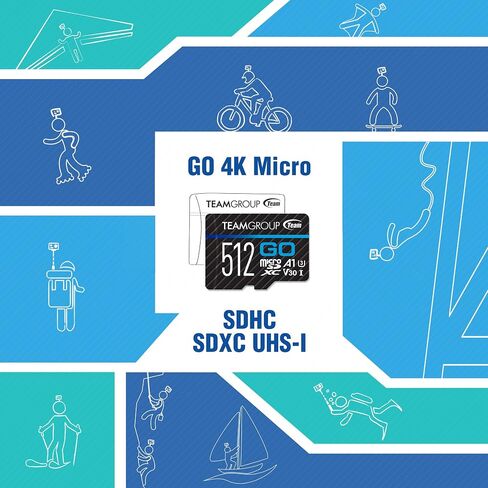 TEAMGROUP GO Card 256GB MicroSDXC UHS-I U3 V30 4K for Action Cameras & Drone High Speed Flash Memory Card with Adapter for Outdoor Sports&Vlog, 4K Shooting,GoPro&Insta360&DJI TGUSDX256GU303 in Kuwait
