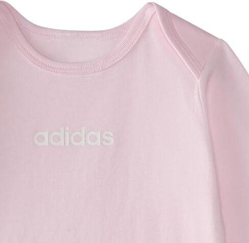 adidas Unisex 3-Piece Logo Bodyshirt & Pant Set, Pink With White, 9M | Pant Sets, elastic waist, relaxed fit in Kuwait