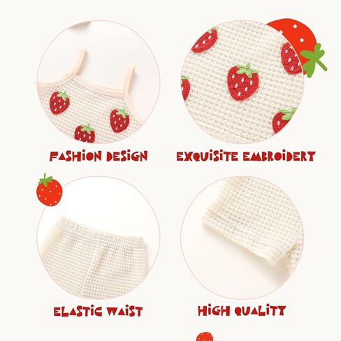 YOUNGER TREE Toddler Baby Girl Summer Clothes Sleeveless Waffle Knit Tank Top 2-piece Set Cute Outfits 6M-4T in Kuwait