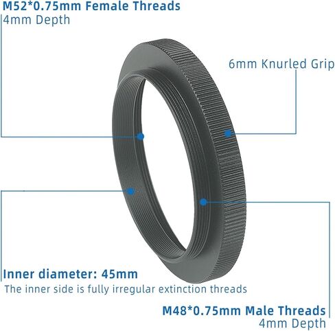 M48 Male to M52 Female Threads T-Ring Adapter M48*0.75mm Transform to M52*0.75mm Telescope Threads Converter Conversion in Kuwait